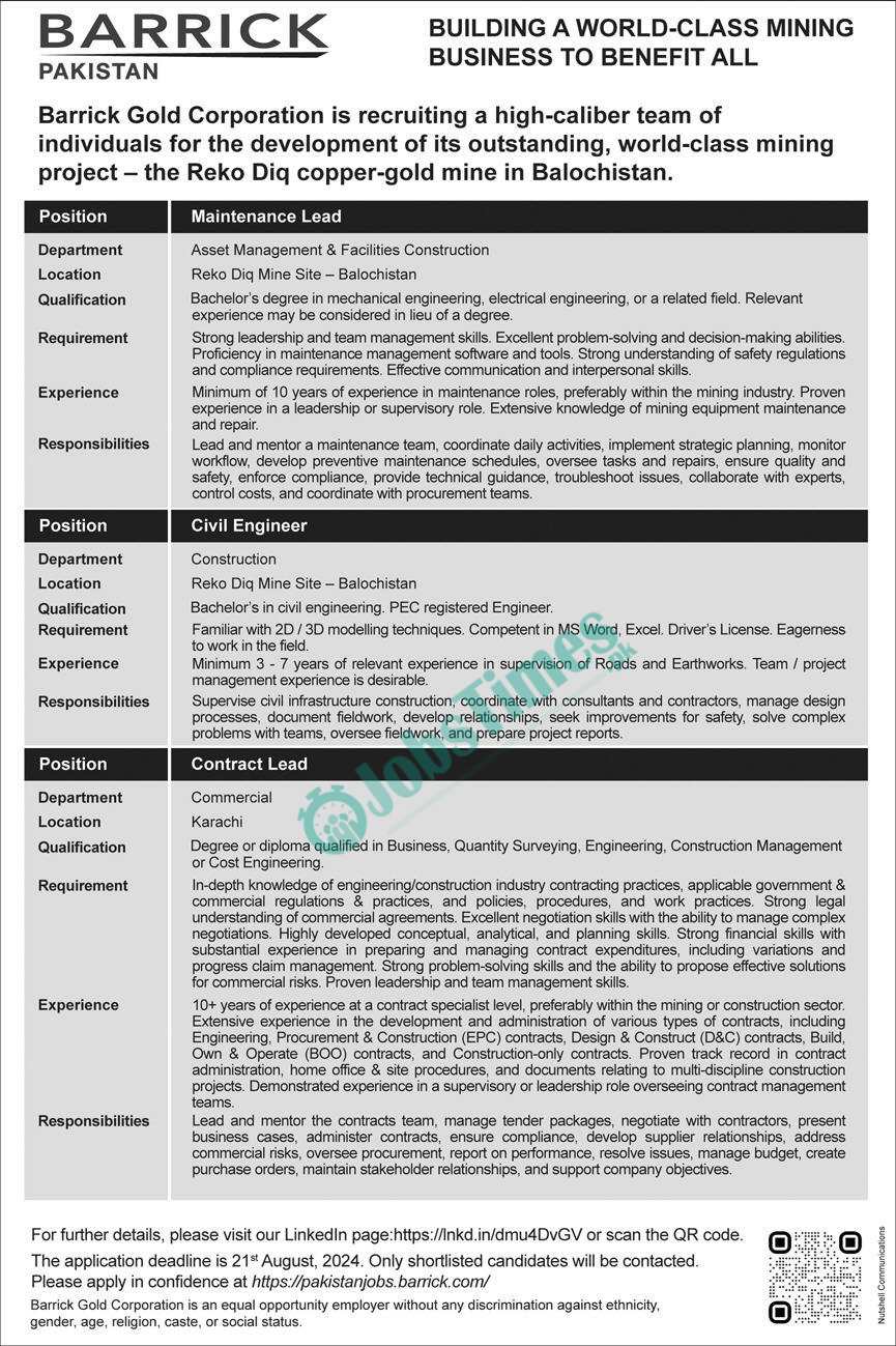 Barrick Gold Corporation Jobs 2024