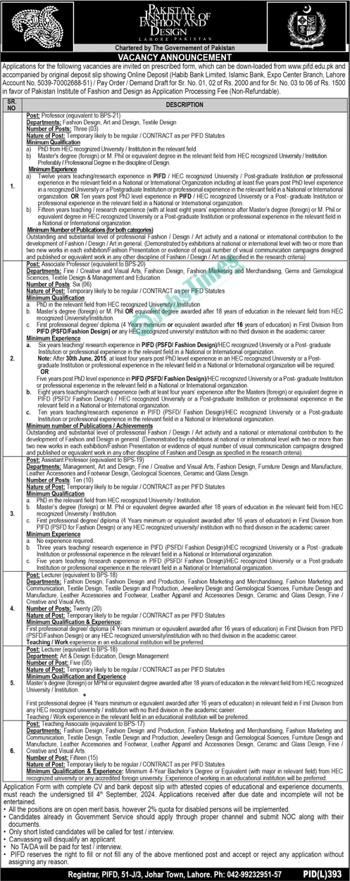 Pakistan-Institute-of-Fashion-and-Design-PIFD-Jobs-2024