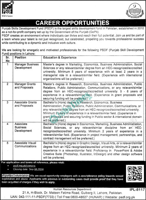 Punjab-Skills-Development-Fund-PSDF-Jobs-2024