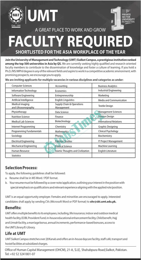 University-of-Management-and-Technology-UMT-Jobs-2024