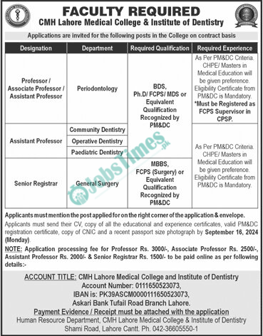 CMH-Lahore-Medical-College-Institute-of-Dentistry-Jobs-2024