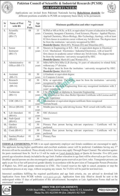 Pakistan-Council-of-Scientific-and-Industrial-Research-PCSIR-Jobs-2024