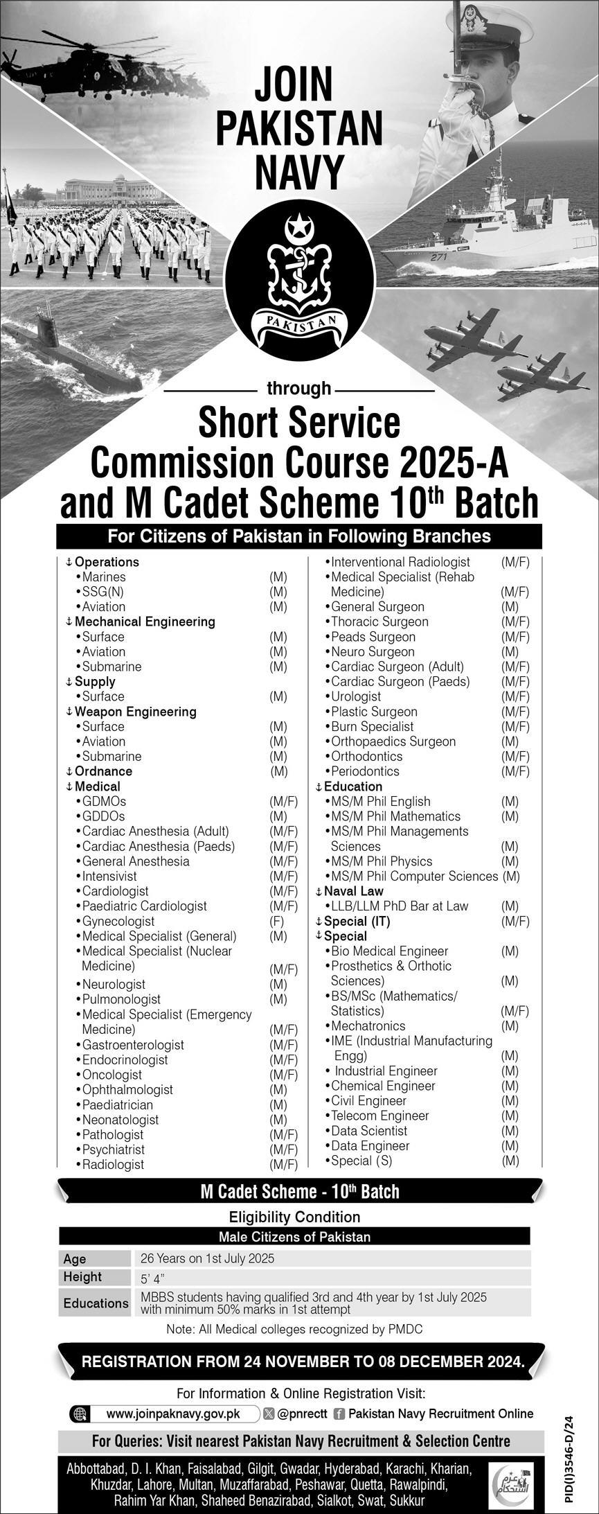 Join Pakistan Navy Through SSCC 2025-A and M Cadet Scheme 10th Batch