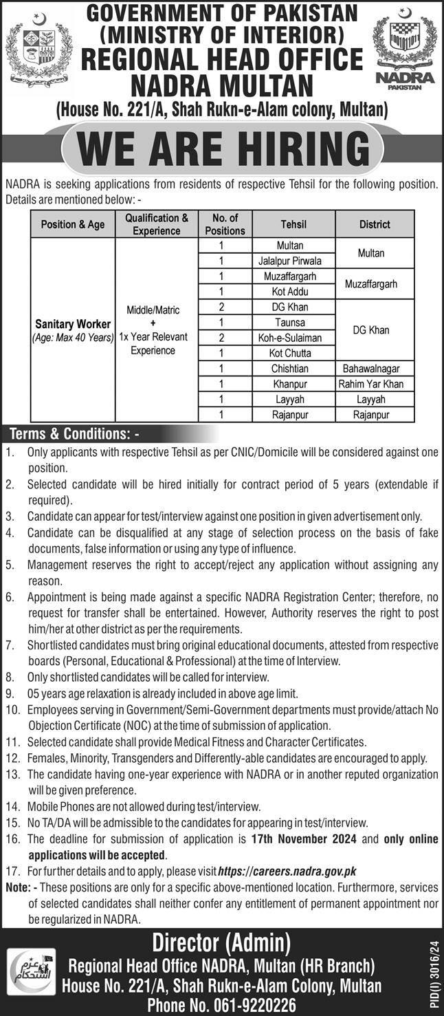 NADRA Jobs 2024 Advertisement