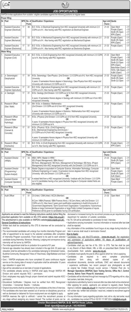 Water and Power Development Authority WAPDA Jobs 2024