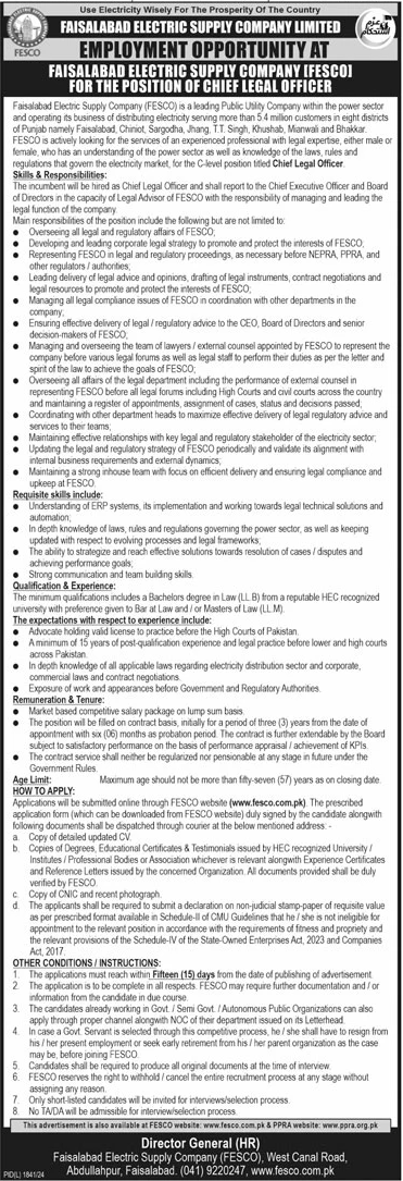 Faisalabad Electric Power Company Limited (FEPCO) Jobs 2025