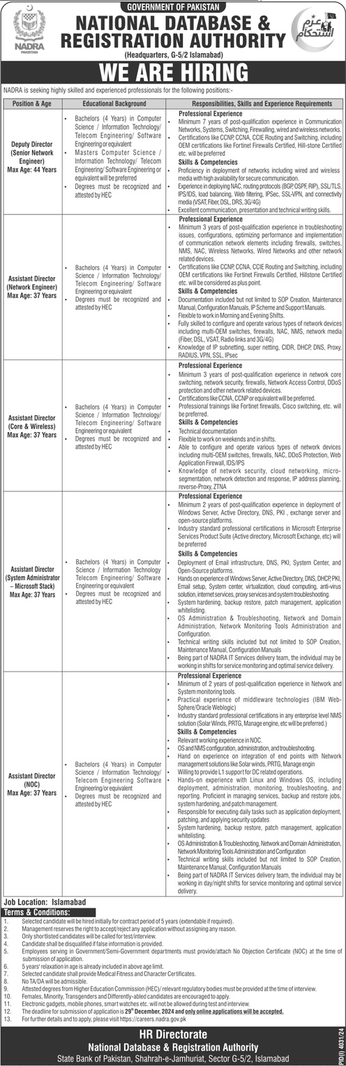 NADRA Jobs 2024