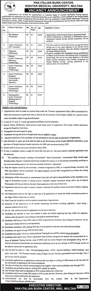 Nishtar Medical University Multan Jobs 2024 