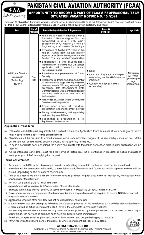 Pakistan Civil Aviation Authority PCAA Jobs 2025