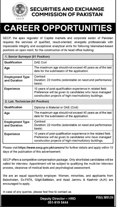 Securities and Exchange Commission of Pakistan SECP Jobs 2024