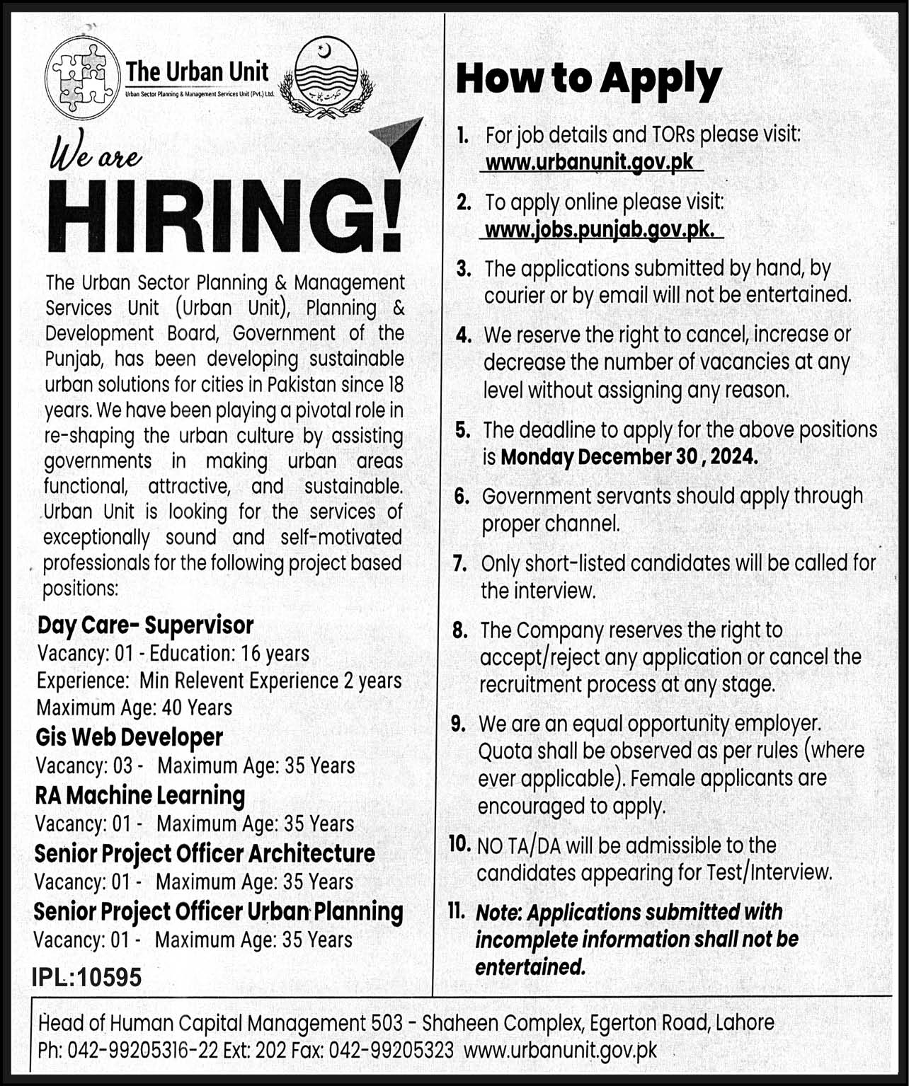 The Urban Unit Lahore Jobs 2024