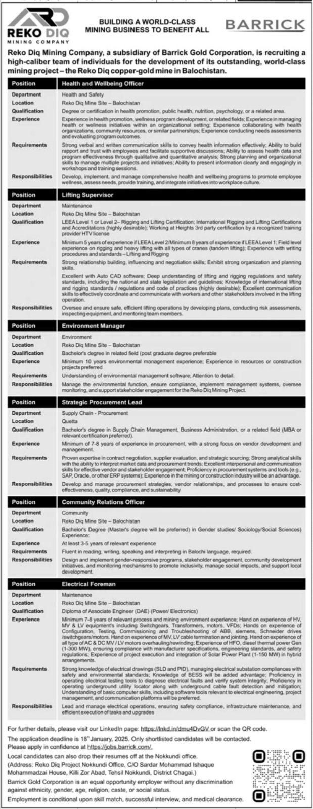 Barrick Gold Corporation Jobs 2025