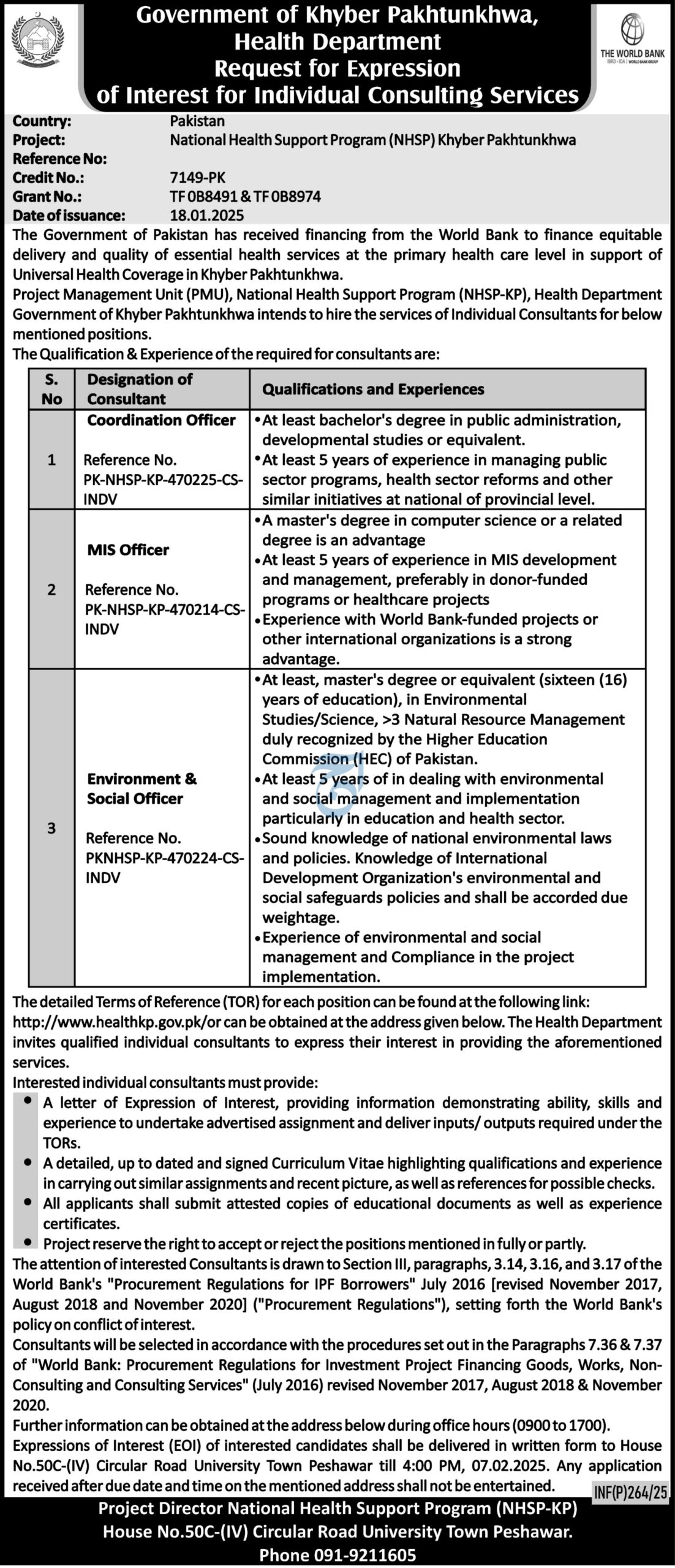 Health Department Khyber Pakhtunkhwa Jobs 2025