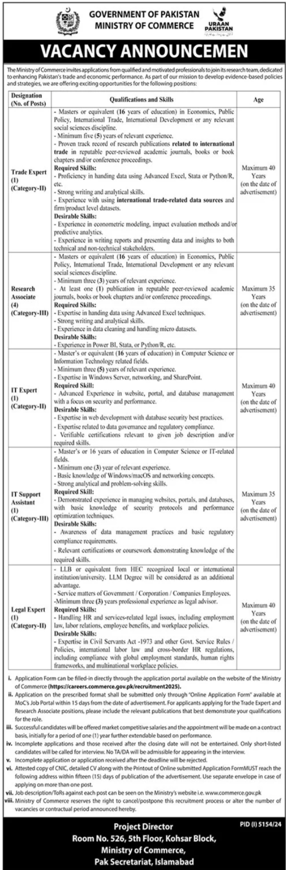 Ministry of Commerce MOC Jobs 2025 