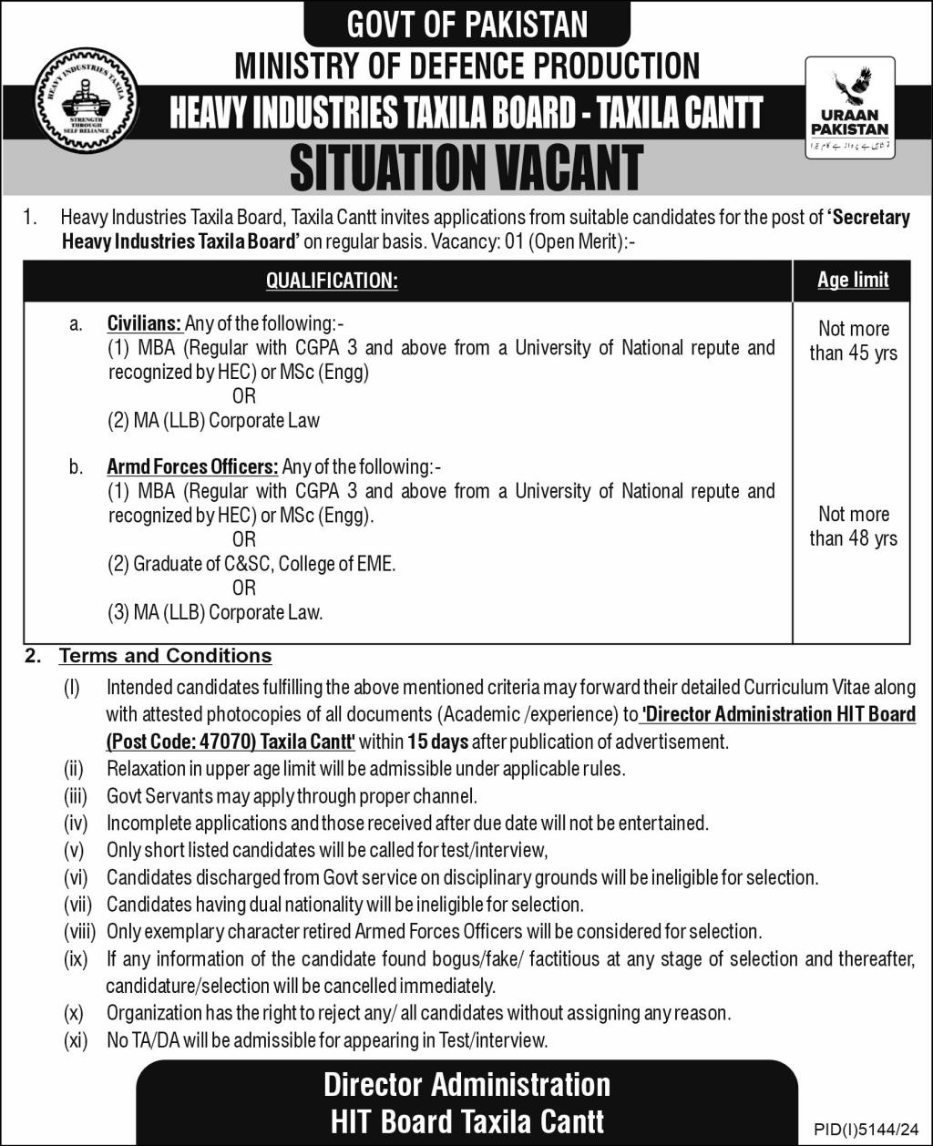 Ministry of Defence Production Jobs 2025