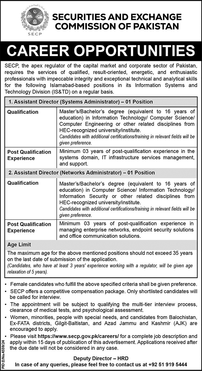 Securities and Exchange Commission of Pakistan SECP Jobs 2025