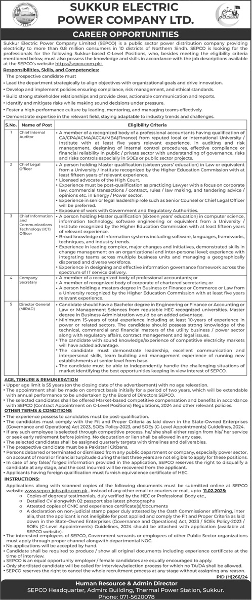 Sukkur Electric Power Company SEPCO Jobs 2025