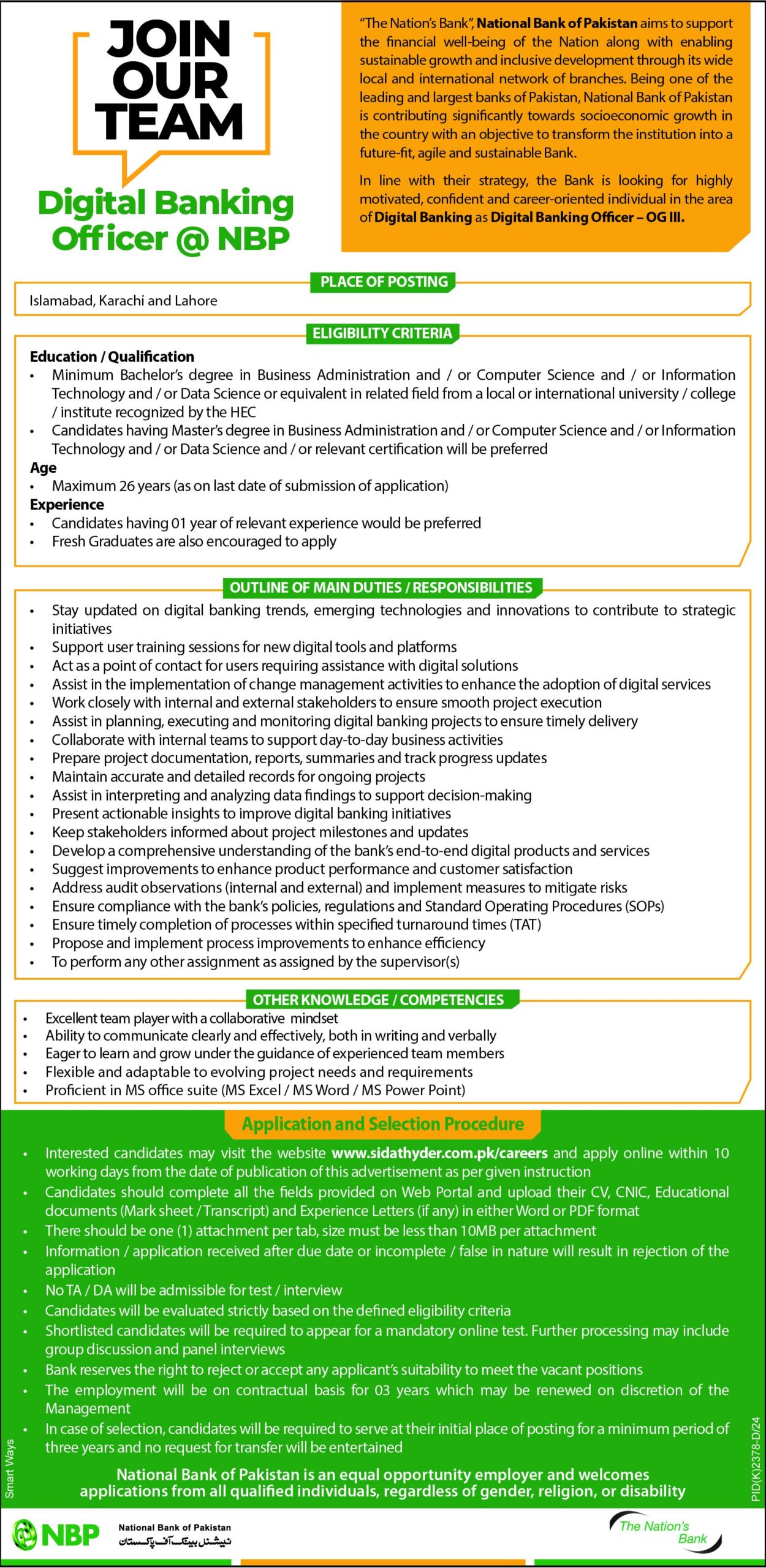 National Bank of Pakistan NBP Jobs 2025 