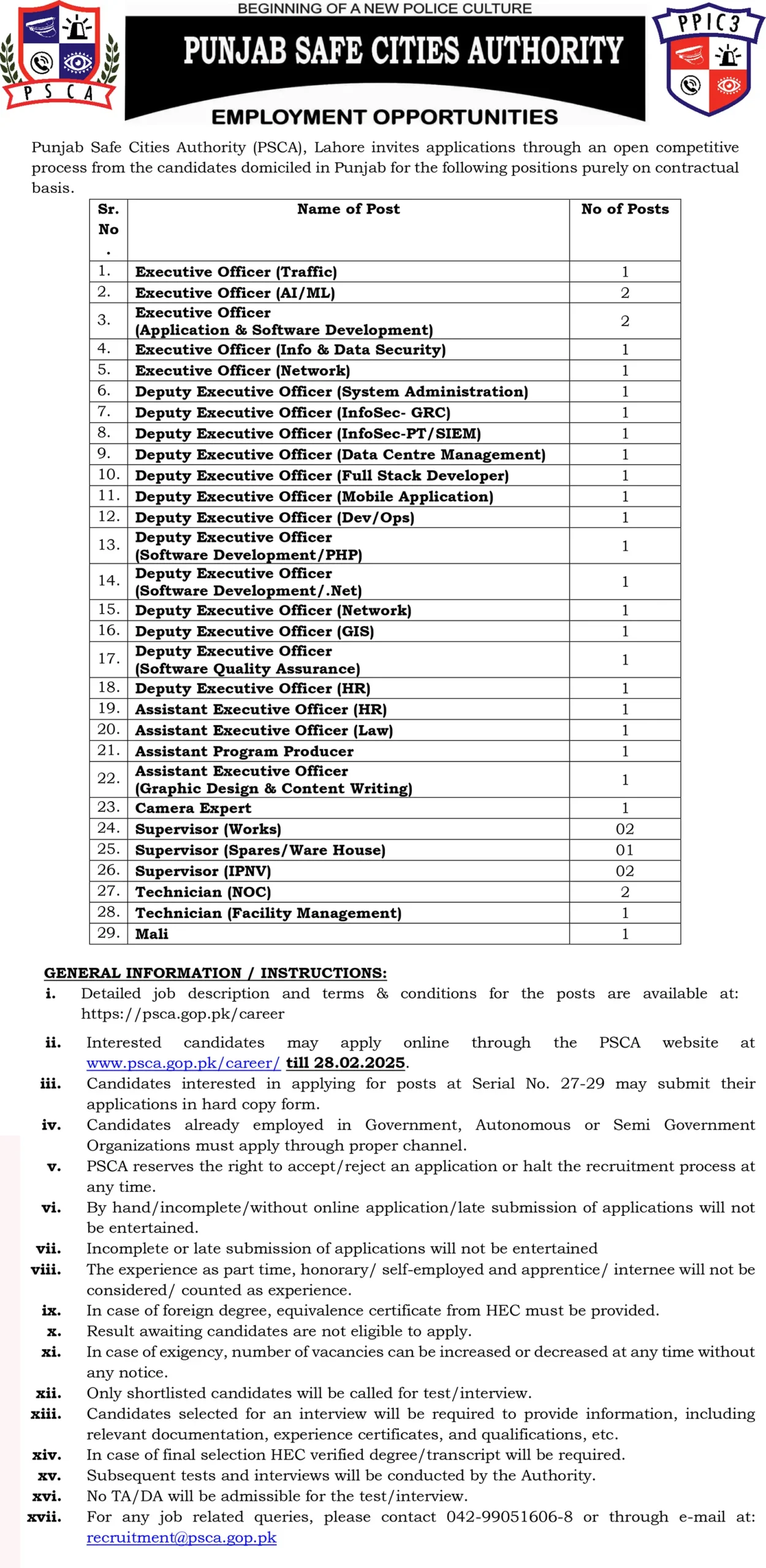 Punjab Safe Cities Authority PSCA