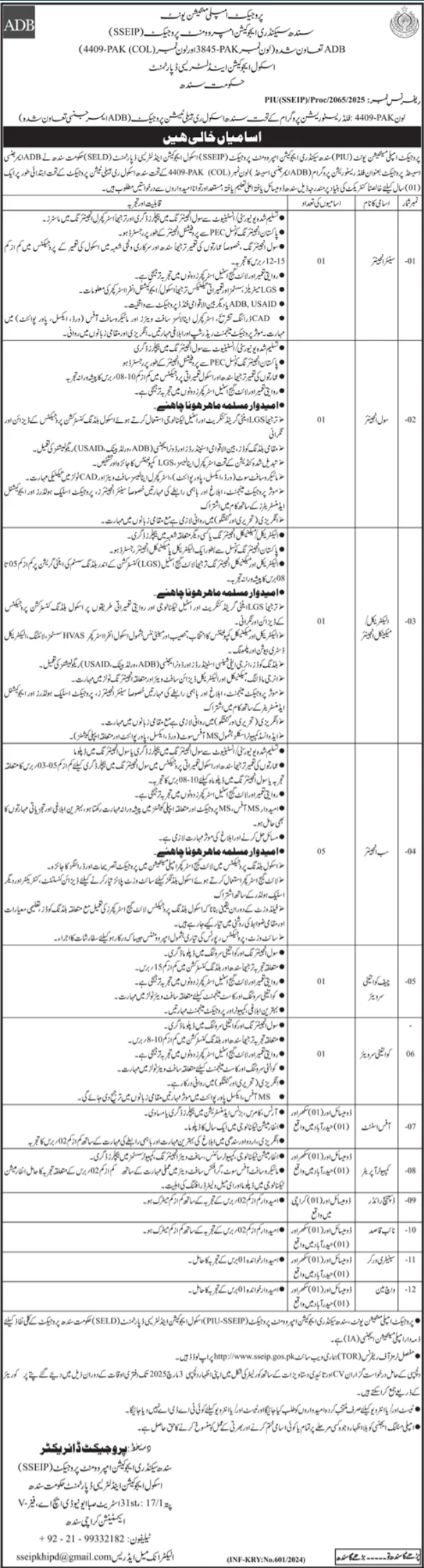 Sindh Secondary Education Improvement Project SSEIP Jobs 2025