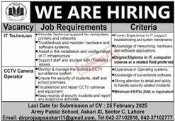 Army Public School APS Jobs 2025