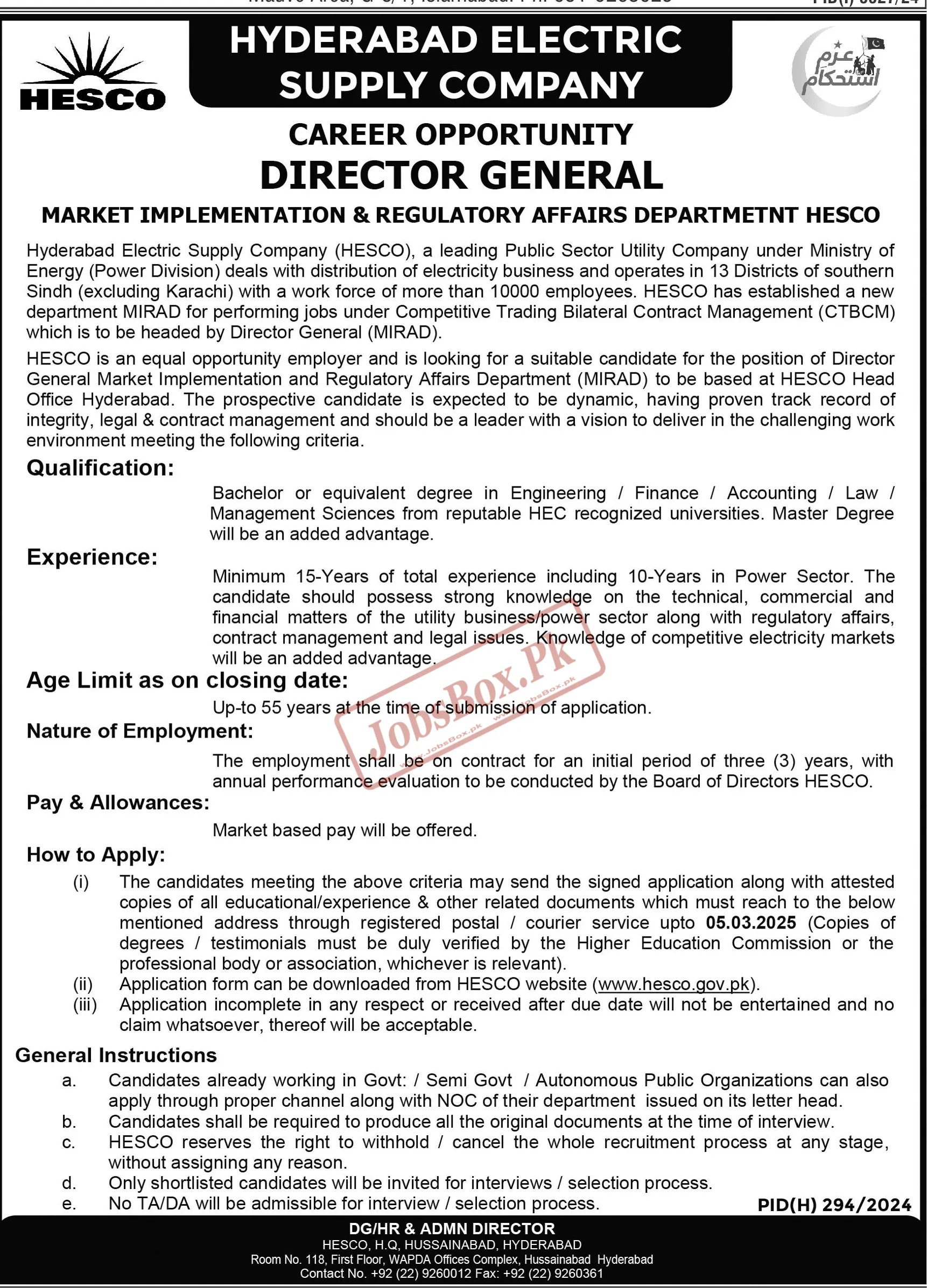 Hyderabad Electric Supply Company HESCO Jobs 2025 