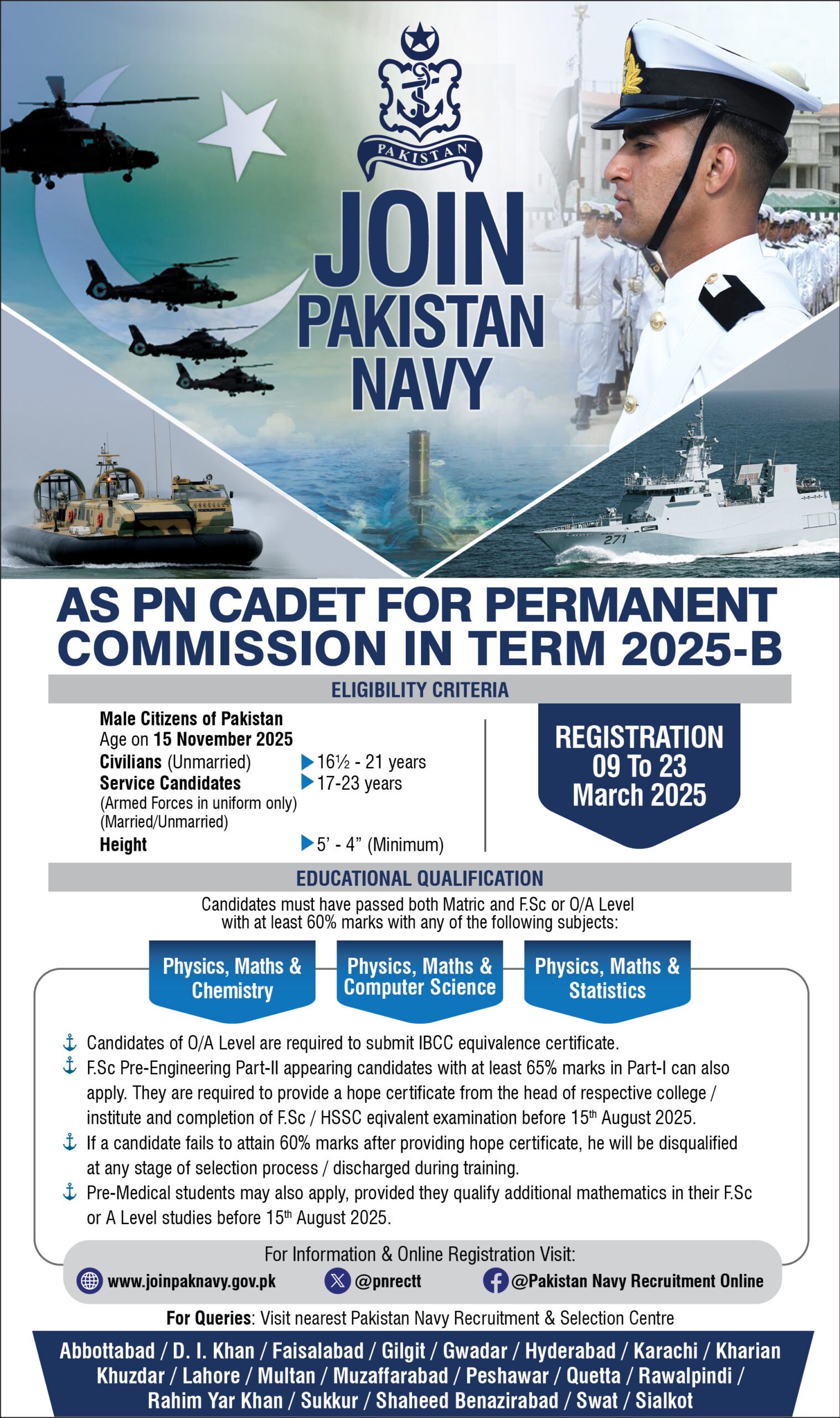 Join Pakistan Navy as PN Cadet for Permanent Commission in Term 2025-B