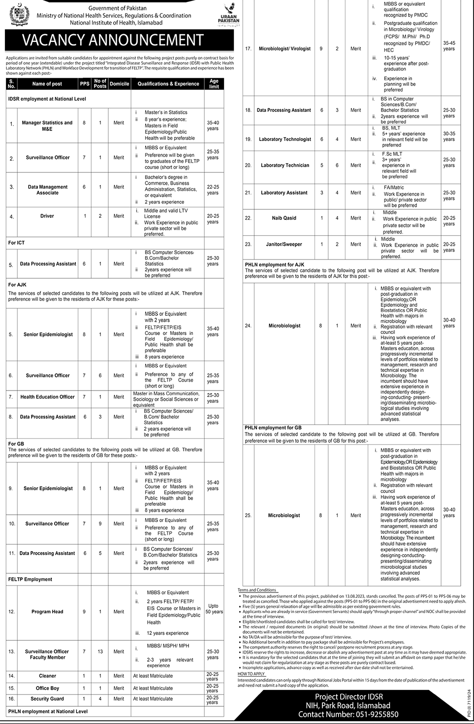 Ministry of National Health Services Regulations & Coordination Jobs 2025