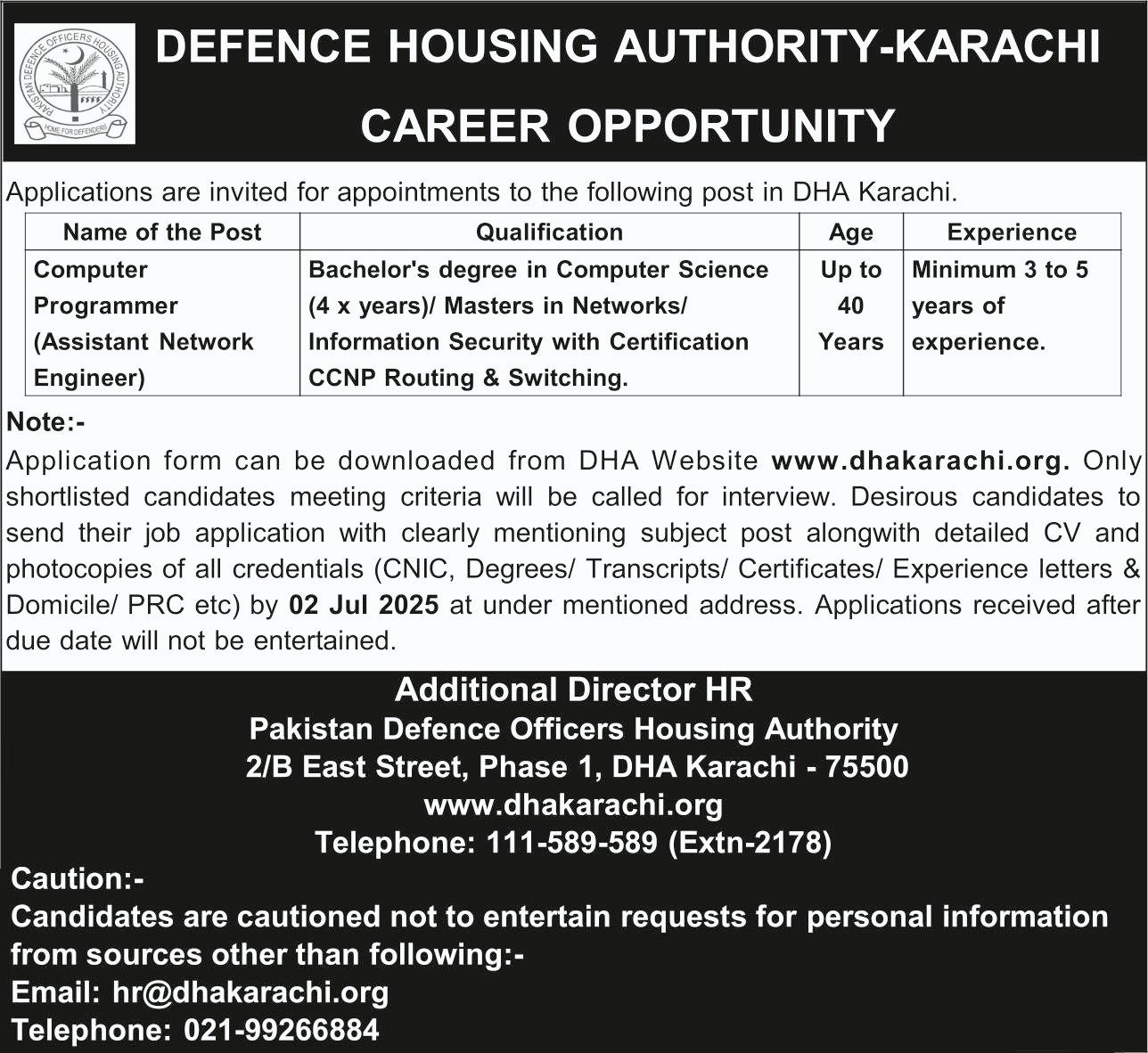 DHA Karachi Jobs 2025