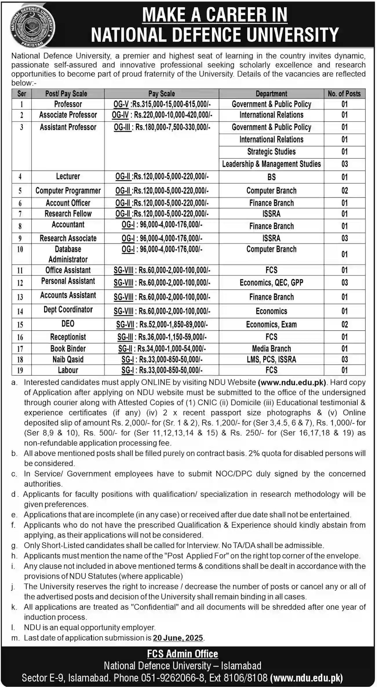 NDU Jobs 2025