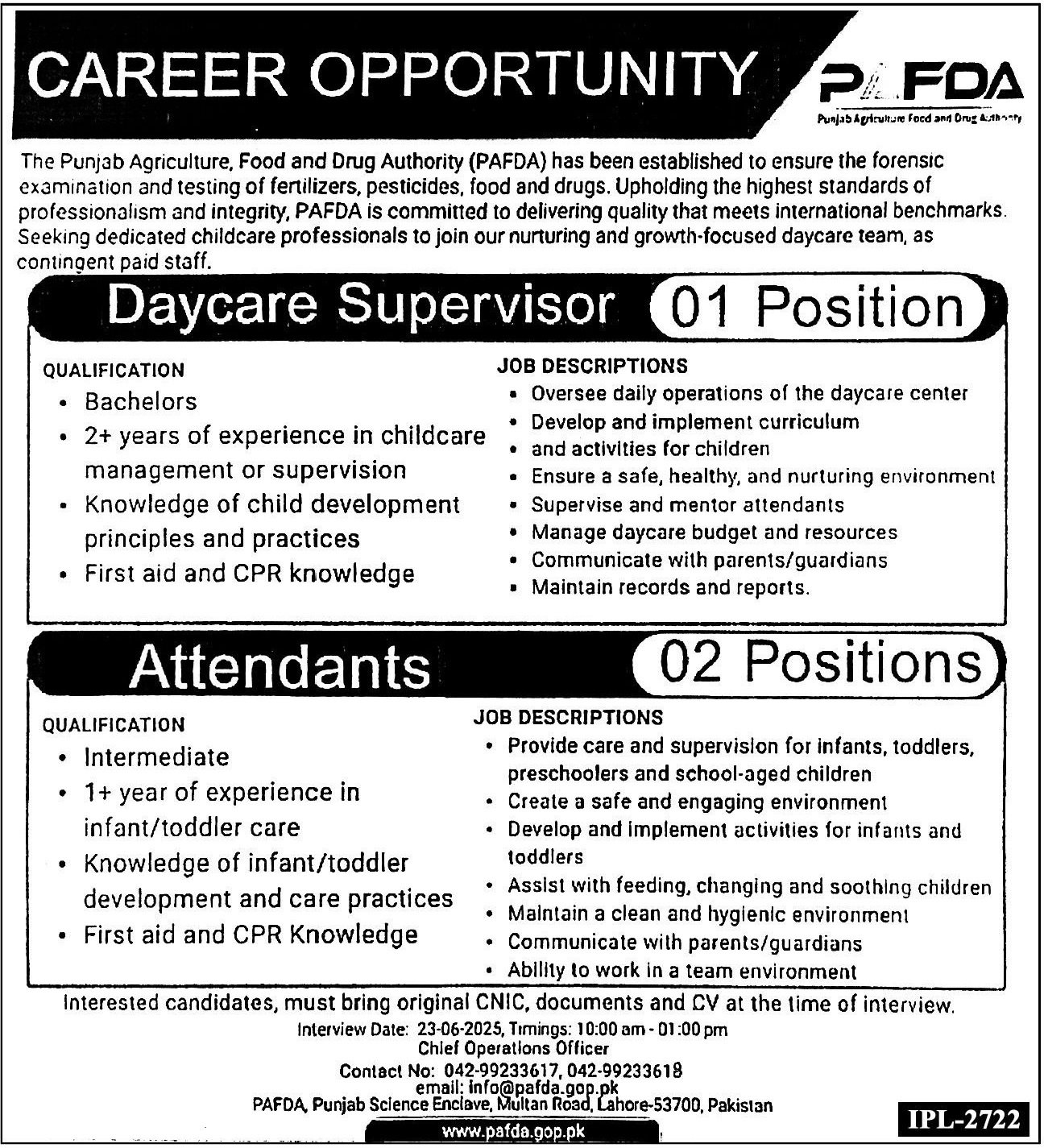 PAFDA Jobs 2025 