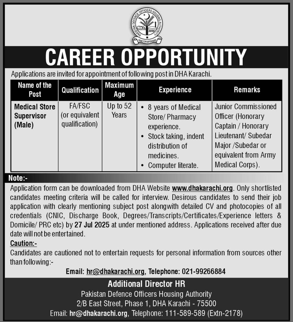 DHA Karachi Jobs 2025