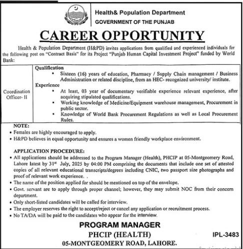 Health & Population Department Jobs 2025