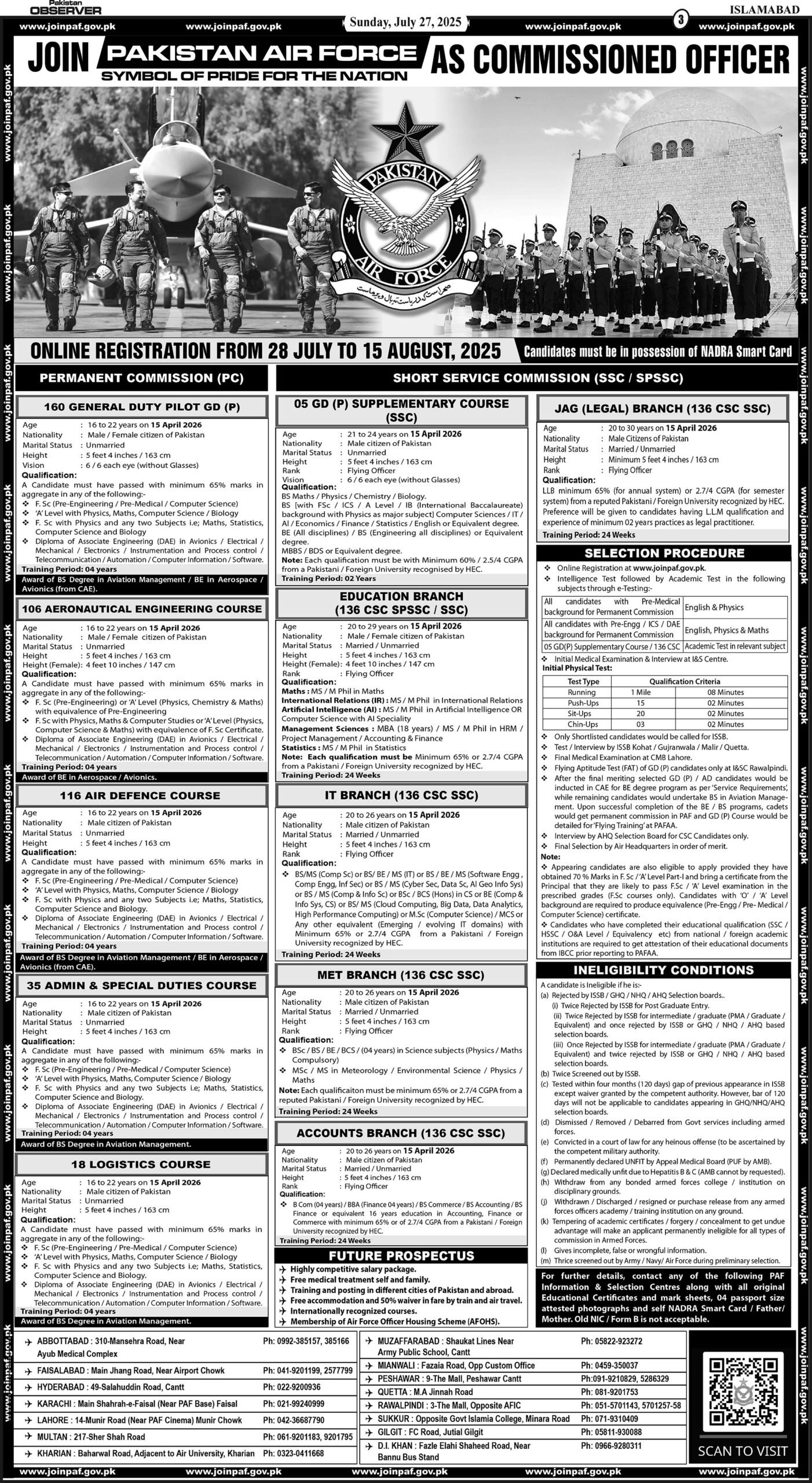PAF as Commissioned Officers Jobs 2025