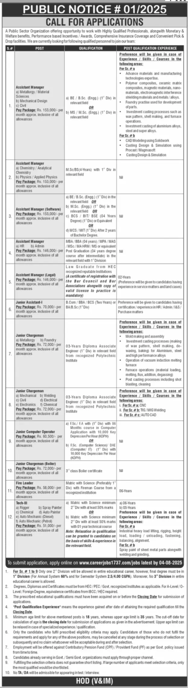 Public Sector Organization Jobs 2025