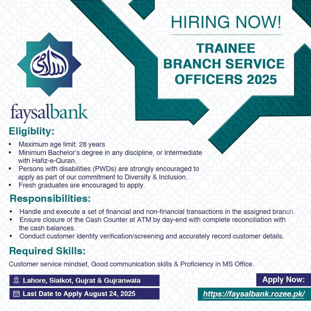 Career as a Trainee Branch Service Officer