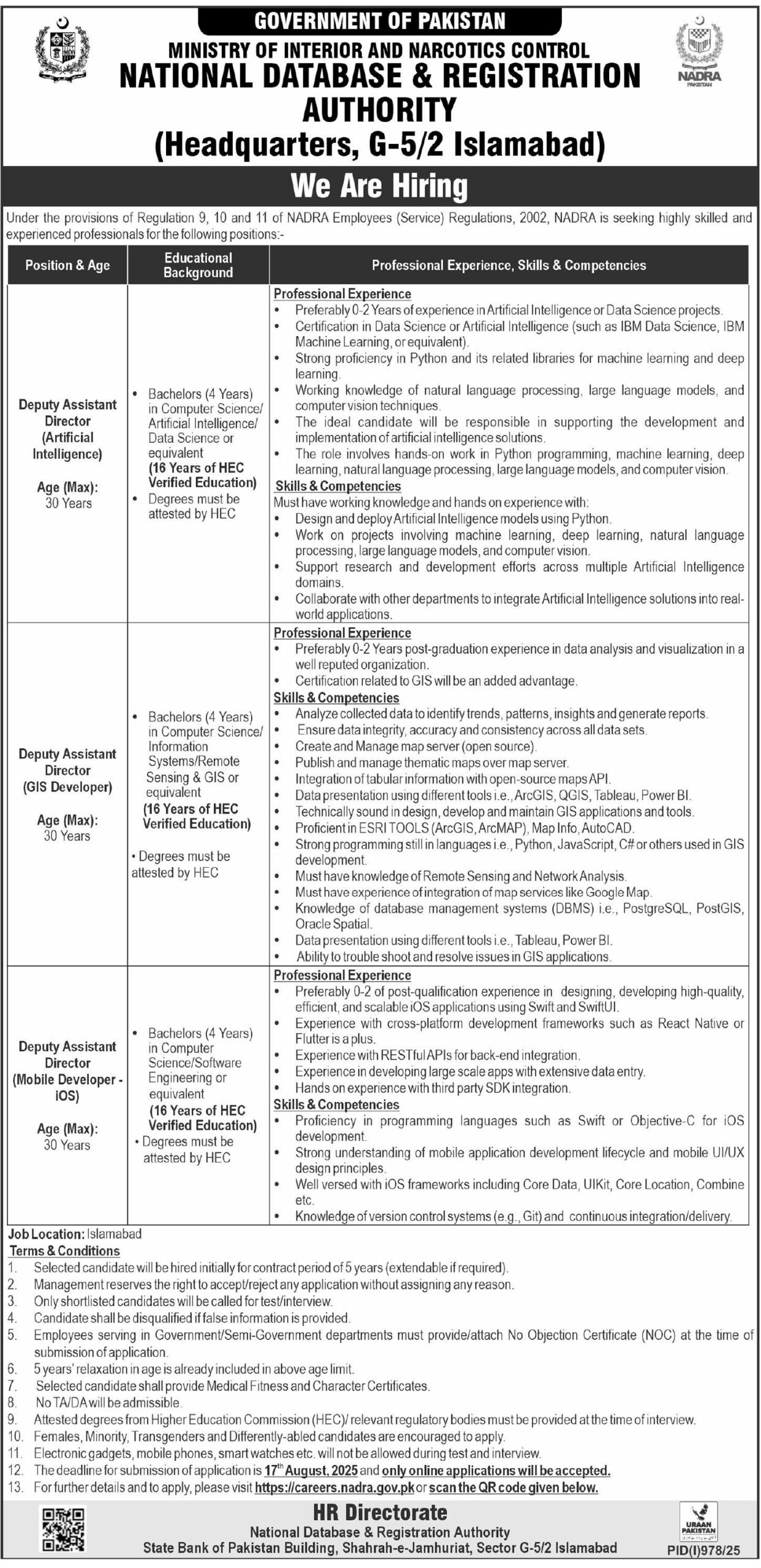 NADRA Islamabad Jobs 2025