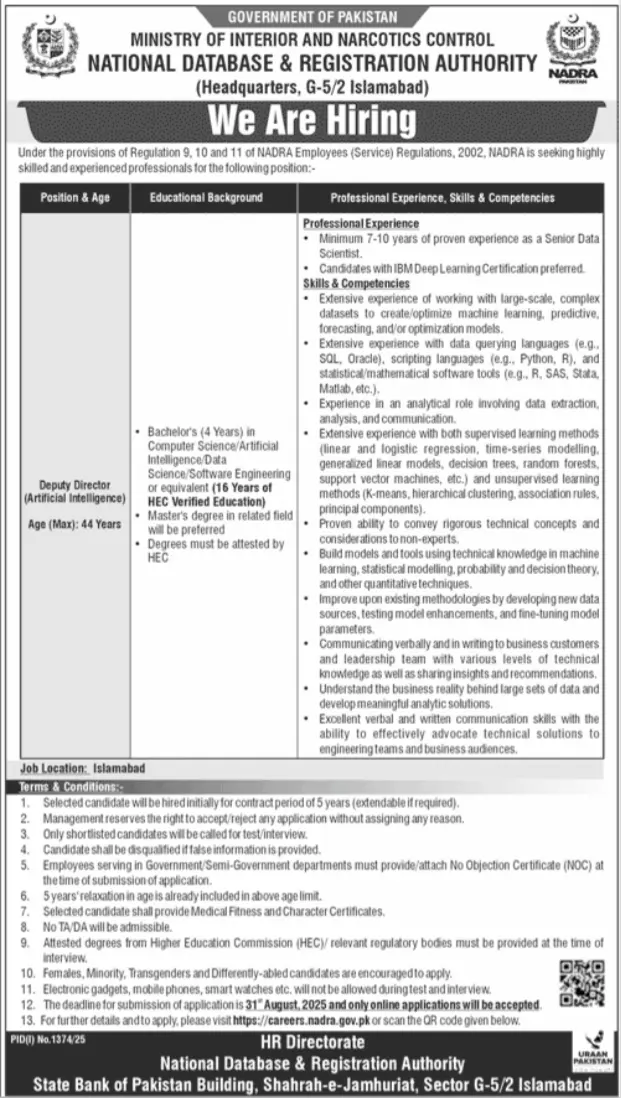 NADRA Jobs 2025