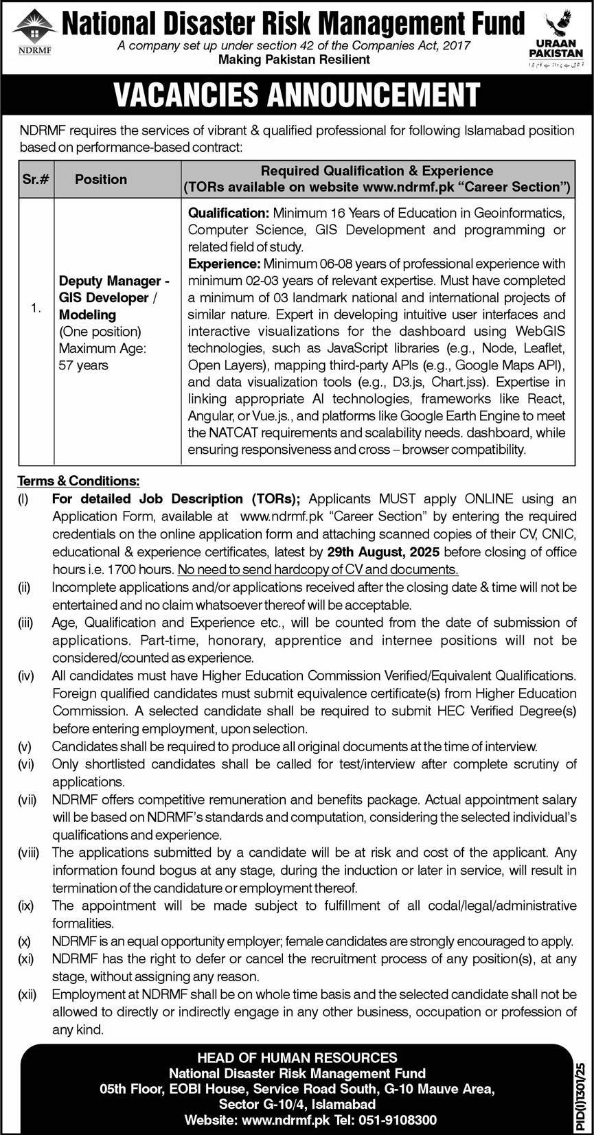 National Disaster Risk Management Fund NDRMF Jobs 2025
