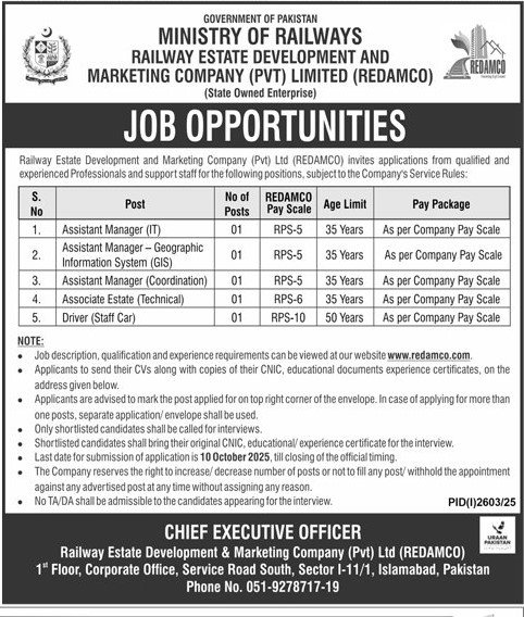 Ministry of Railways Jobs 2025