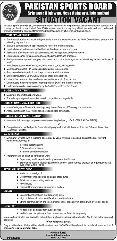 Pakistan Sports Board PSB Jobs 2025 