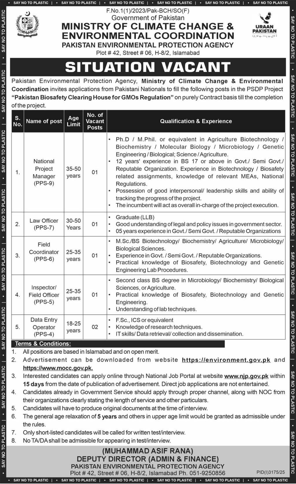 Ministry of Climate Change & Environmental Coordination Jobs 2025